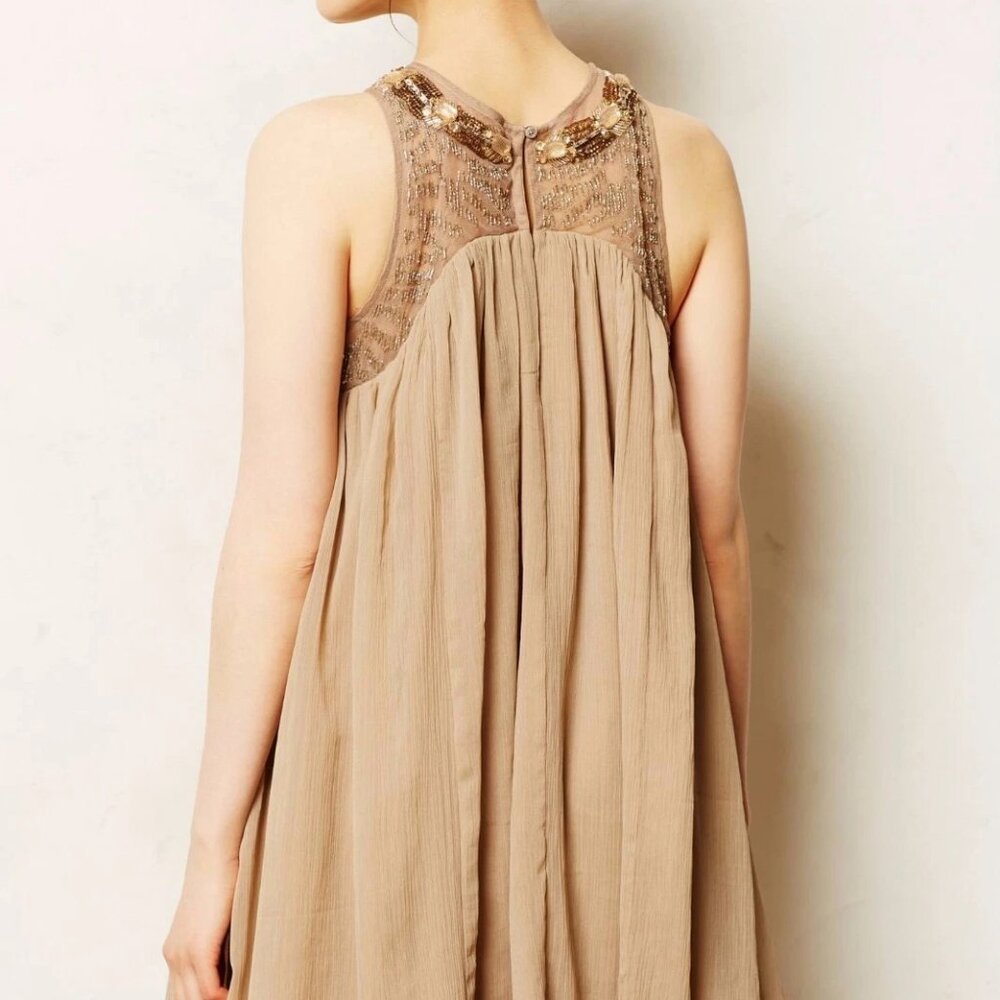NWOT Anthropologie Sachin & Babi Embellished Tan Sleeveless Dress size 2 - Picture 5 of 6